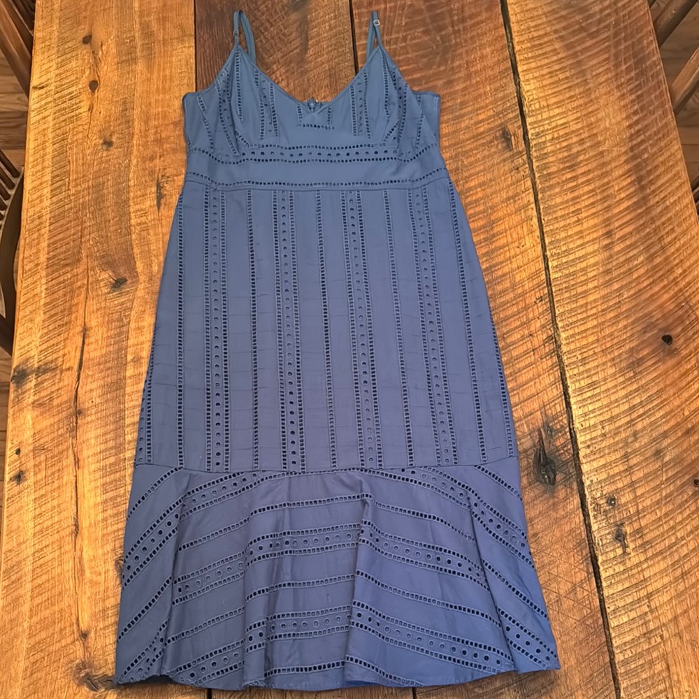 Blue Eyelet Midi Dress. Banana Republic 6P with adjustable straps